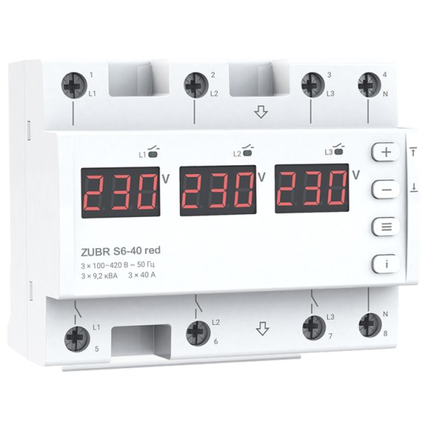 Перемикач фаз ZUBR S6-40 red для стабільного живлення пріоритетного обладнання