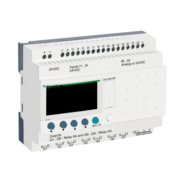 Інтелектуальне реле 26 входів/виходів 24B DC дисплей+годинник SR3B261BD Schneider Electric