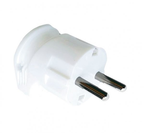 Вилка кутова В 16 євро з заземленням біла моноблочна TNSy