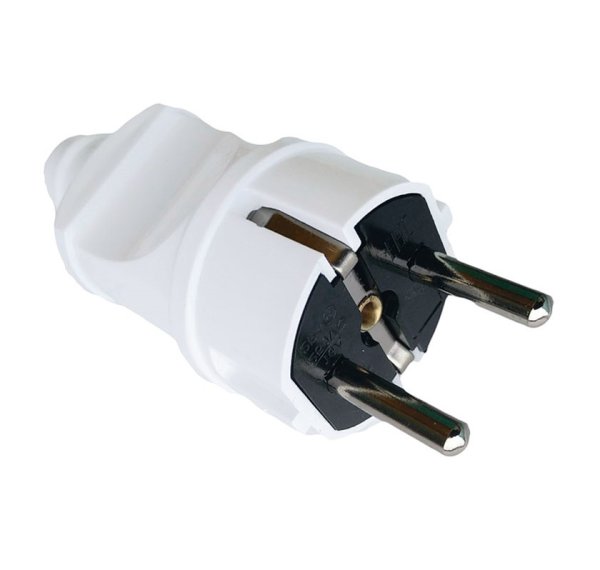 Вилка прямая В 16 евро с заземлением белая TNSy