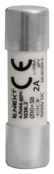 Плавкий предохранитель e.fuse.gpv.1038.2, 10x38, gPV, 2A, 1000VDC, 20kA i0610111 E.NEXT