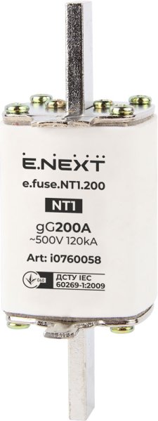 Запобіжник плавкий e.fuse.NT1.200, габарит 1, 200А i0760058 E.NEXT