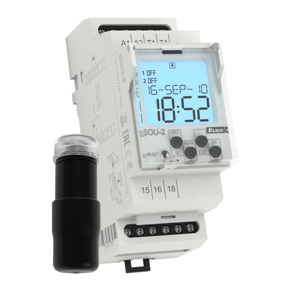 Цифоровое сутінкове реле SOU-2/230V + датчик AC ELKOep
