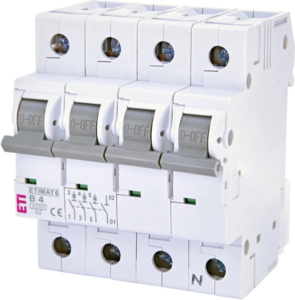 Автоматичний вимикач ETIMAT 6 3p+N B 4А (6 kA) 2116511 ETI