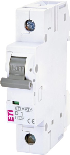 Автоматичний вимикач ETIMAT 6 1p D 1A (6kA) 2161504 ETI