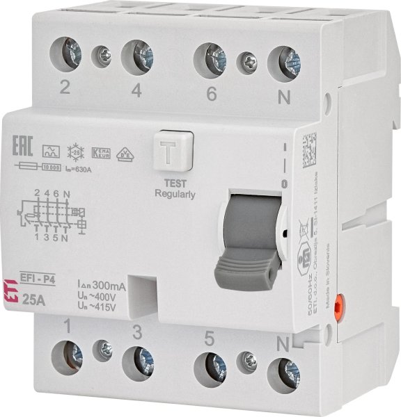 Реле диференційне (ПЗВ) 4р EFI6-P4 40/0,3 тип A (6kA) 2061672 ETI