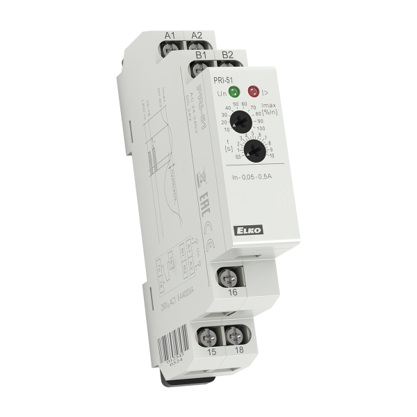 Реле контролю струму PRI-51/0,5 A AC 24-230V, DC 24V ELKOep