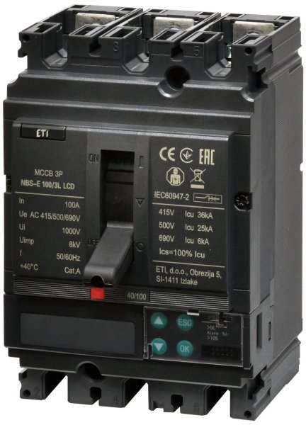 4673047 Автоматический выключатель NBS-E 100/3L LCD 100A (36kA, (0.4-1)In/(1.5-12)In) 3P ETI