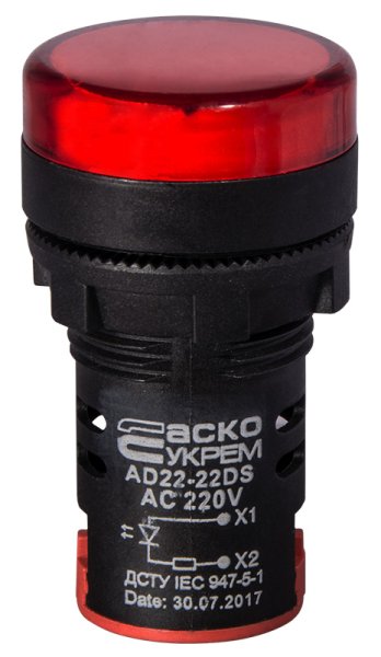 Сигнальная арматура AD22-22DS 220В АС красная (A0140030038) Аско