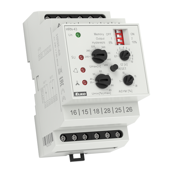 Реле контроля напряжения трехфазное HRN-43/UNI AC/DC 24-240V ELKOep