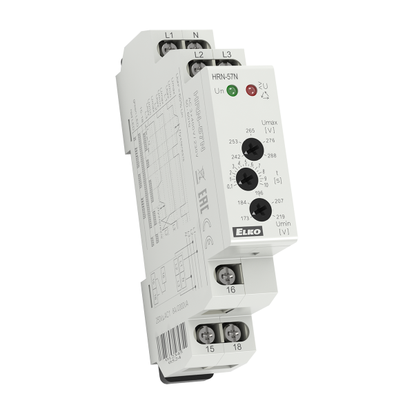 Реле контроля напряжения трехфазное HRN-57N AC 3x400/230V + нулевой провод ELKOep