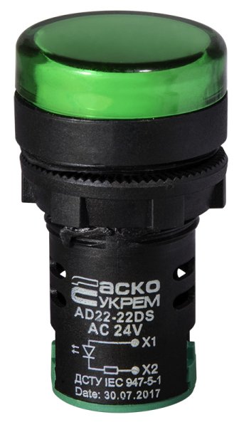 Сигнальна арматура AD22-22DS зелена 24V АC/DC Аско
