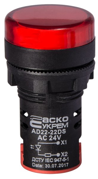 Сигнальна арматура AD22-22DS червона 24V АC/DC Аско