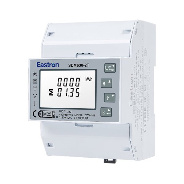 SDM630-2T Аналізатор мережі з RS485 Вх.100А на Din (Кл. 1,0), 2-тарифний EASTRON
