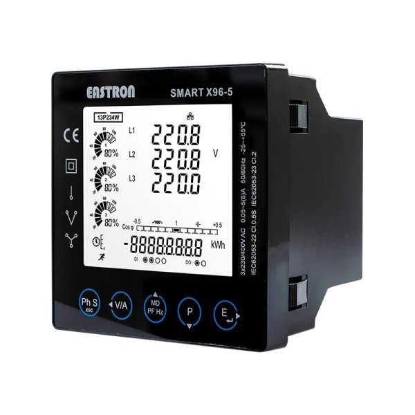 X96-5 Smart Аналізатор 3x230(400)В AC, з RS485, Вх.100mA/5A, Bi-directional, 1~63 THD, (кл.1/0,5S) EASTRON