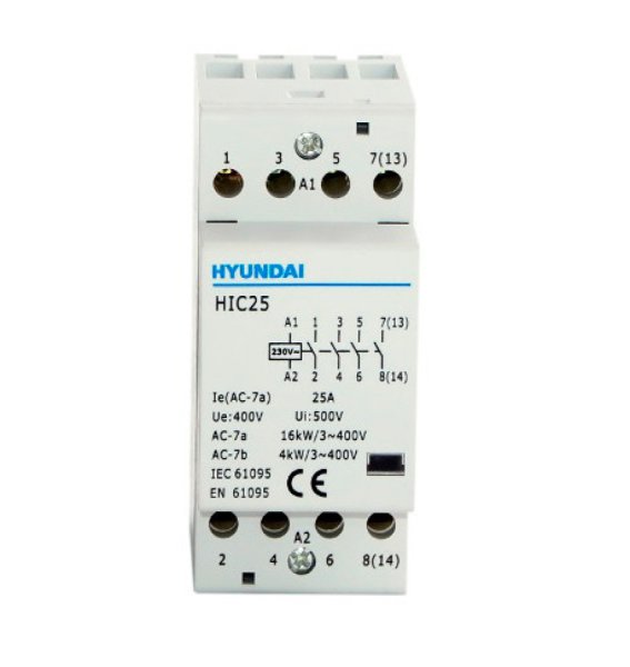 HIC2522NSX230C Модульний контактор 2 модуля 2NO+2NC 230V 16kW HD HYUNDAI
