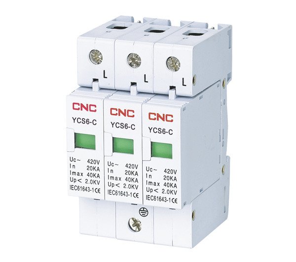 Ограничитель импульсных перенапряжений на DIN-рейку YCS6-С, 3Р, 385V, 20—40 кA, тип С, CNC