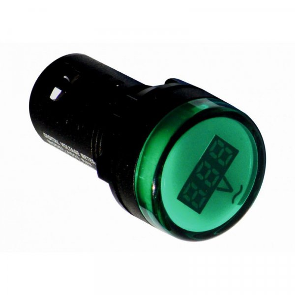 Вольтметр-индикатор зеленый AD22V, LED матрица, 22mm, AC, 12В - 500В, Electro