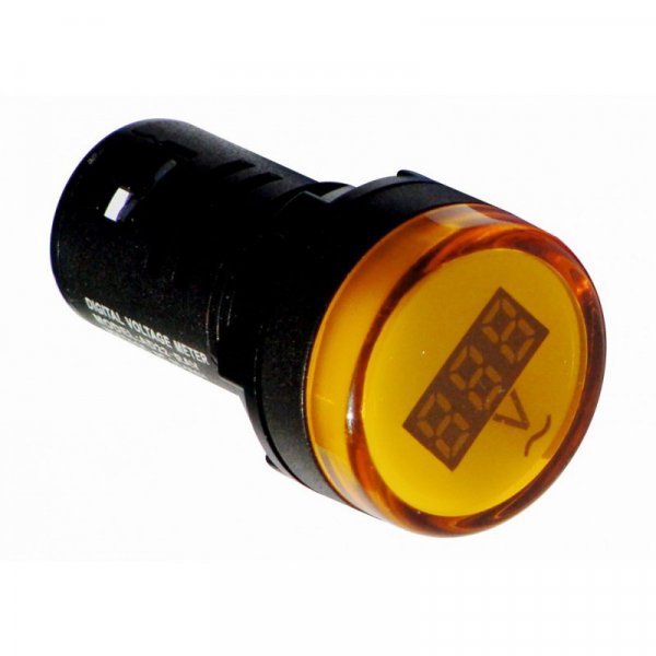 Вольтметр-индикатор желтый AD22V, LED матрица, 22mm, AC, 12В - 500В, Electro