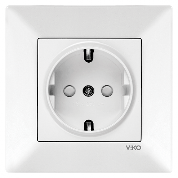 Розетка VIKO Meridian (с заземлением) и защитными шторками Белая (90970042-WH)