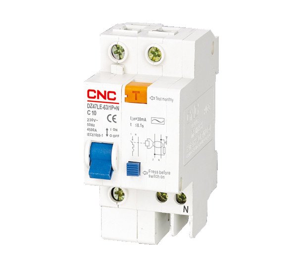 Дифференциальный выключатель YCB6HLE, 1P+N, 10А, 30mA, 4,5kA, CNC