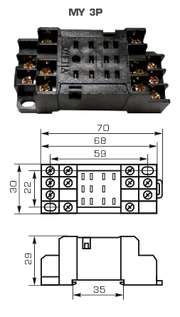 Колодка для промежуточного реле MY, 3P, 5А, CNC