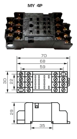 Колодка для промежуточного реле MY, 4P, 3А, CNC