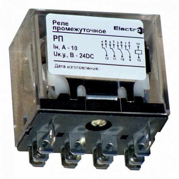Реле промежуточное малогабаритное РП, контактная группа 4Z, 10А 12В AC Electro