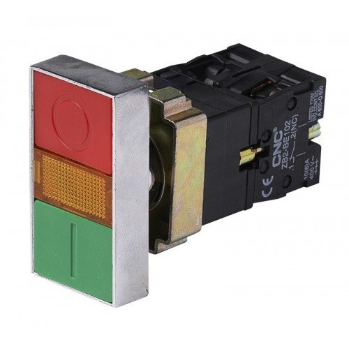 Кнопка LAY5-ВW8365 двойная с подсветкой (красная, зеленая) 22ø, NO + NC, CNC