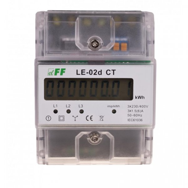 Лічильник електроенергії трифазний LЕ-02d CT 3×230/400В 3×5A F&F