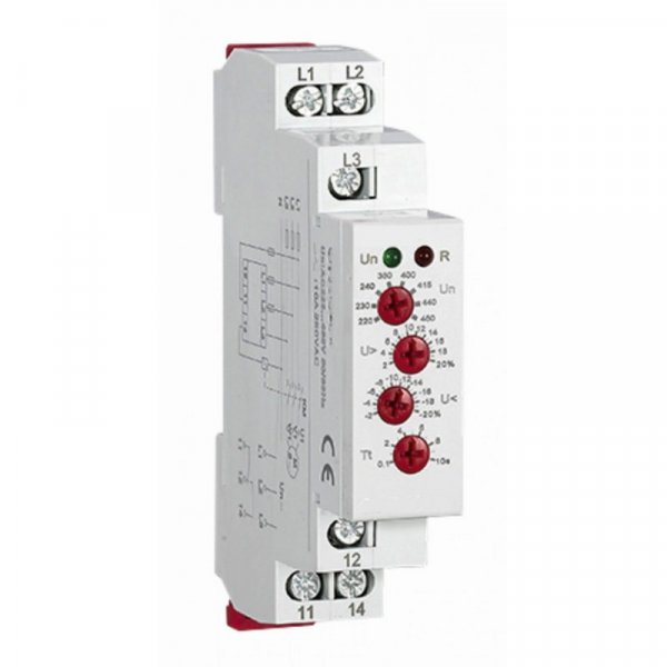 Реле контр. фаз, перекос, напряж. РКН8-213 (N), диапазон 2% -20%, время 0,1сек-10сек, 127В-265В, 10А, групп 2