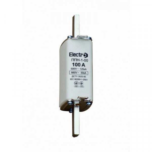 Плавка вставка запобіжника ППН-1-00, габарит 00, 125А, Electro