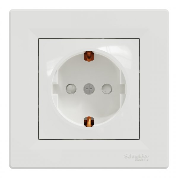 EPH2900221 Розетка с заземлением с защитными шторками белая Asfora Schneider Electric