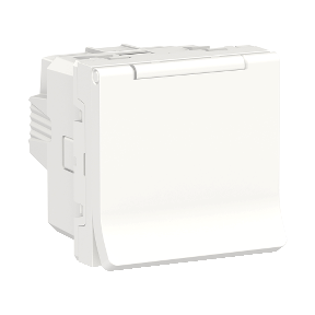NU303718TA Unica New розетка з заземл., зі шторками, з кришкою, 16 А, 250 В, IP40, білий Schneider
