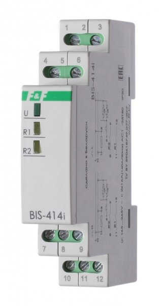 Імпульсне Реле BIS-414-LED 2×16A (160 A/20 мс) 165÷265 AC F&F