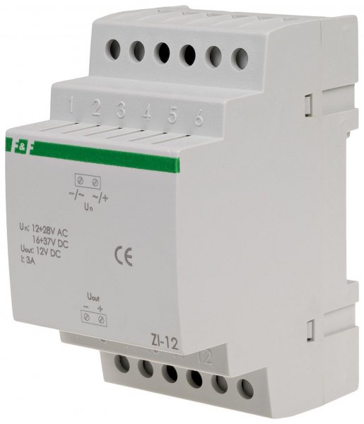 Импульсный стабилизатор ZI-12 12÷28V AC / 16÷37V DC 3A OUT 12V DC 110% F&F