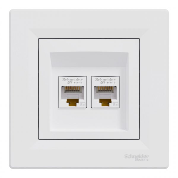 EPH4400121 Розетка компьютерная двойная RJ45 UTP кат. 5Е белый Asfora Schneider