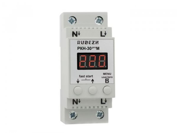 Реле контролю напруги РКН-30proМ 30A (6600W) РУБІЖ