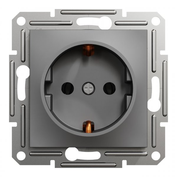 EPH2900171 Розетка с заземлением антрацит Asfora Schneider Electric