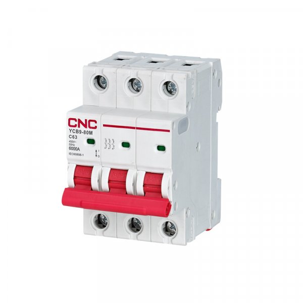 Модульний автоматичний вимикач YCB9-80M, 3Р, 1А, D, 6kА, CNC