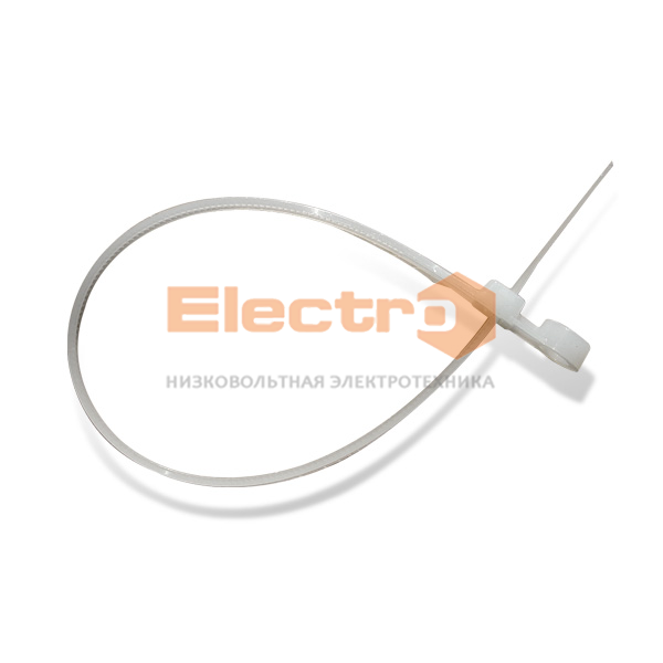 Кабельний Хомут Хб 3,5 mm х 100mm з отвором пластиковий під гвинт білий Electro
