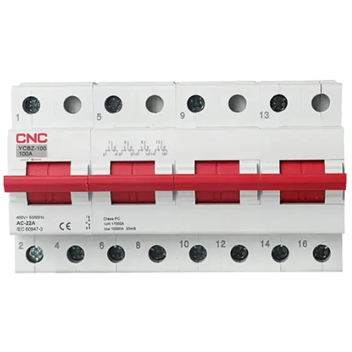 Перемикач навантаження трипозиційний YCBZ-100 1-0-2 4P 100A I-0-II 240B/415B CNC ELECTRIC