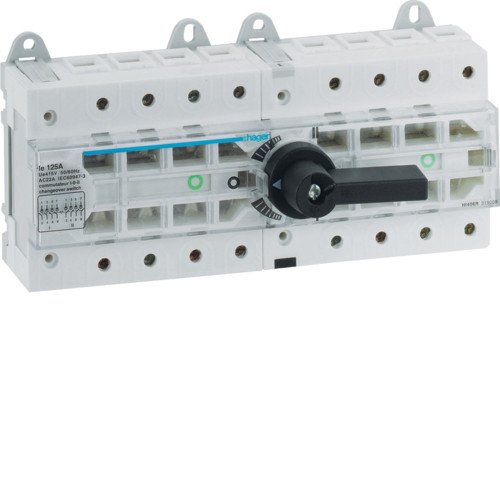HI403R Переключатель трехпозиционный I-0-II, 63А, 400/690В, 4-полюсний, 12м, Hager