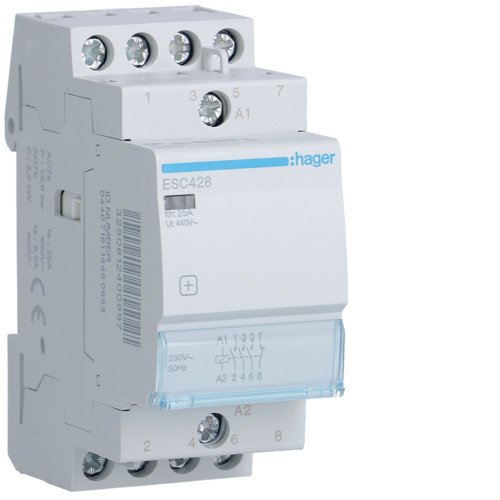 Контактор Hager ESC428 25A 230В 3НВ+1НЗ