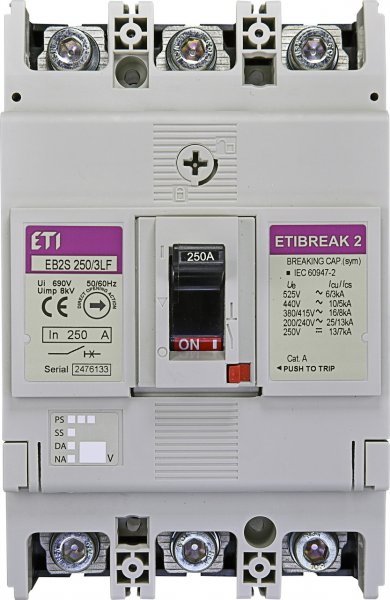 Автоматический выключатель ETI 4671813 EB2S 250/3LF 250А 3P (16kA фиксированные настройки)