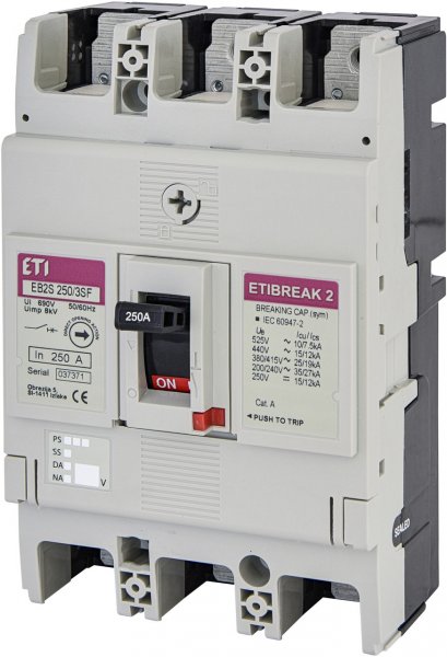 Автоматический выключатель ETI 4671839 EB2S 250/3LF 250А 3P (25kA фиксированные настройки)