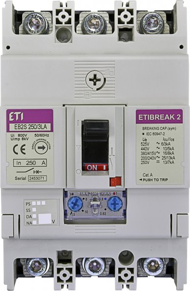 Автоматический выключатель ETI 4671888 EB2S 160/3LA 250А 3P (16kA регулируемый)