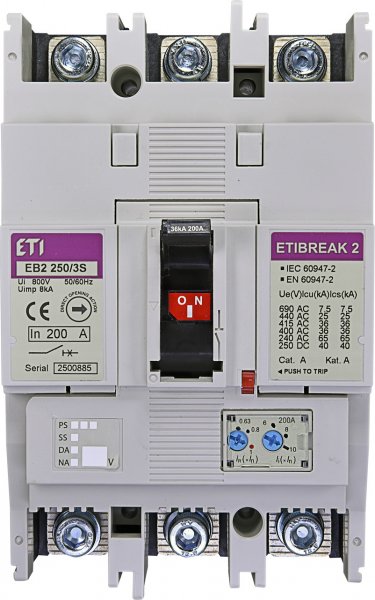 Автоматический выключатель ETI 4671082 EB2 250/3S 200А 3Р 36kA