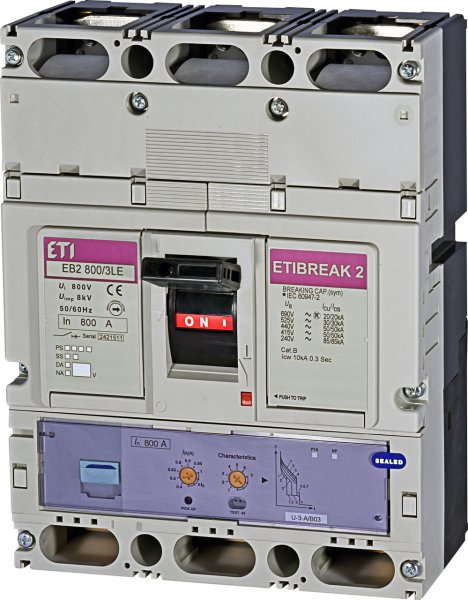 Автоматичний вимикач ETI 4672180 EB2 800/3LE 800A 3Р 50kA