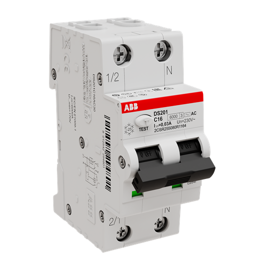 Дифференциальный выключатель DS201 C40 1P+N C 40A 6кА тип АС 30mA ABB 2CSR255080R1404